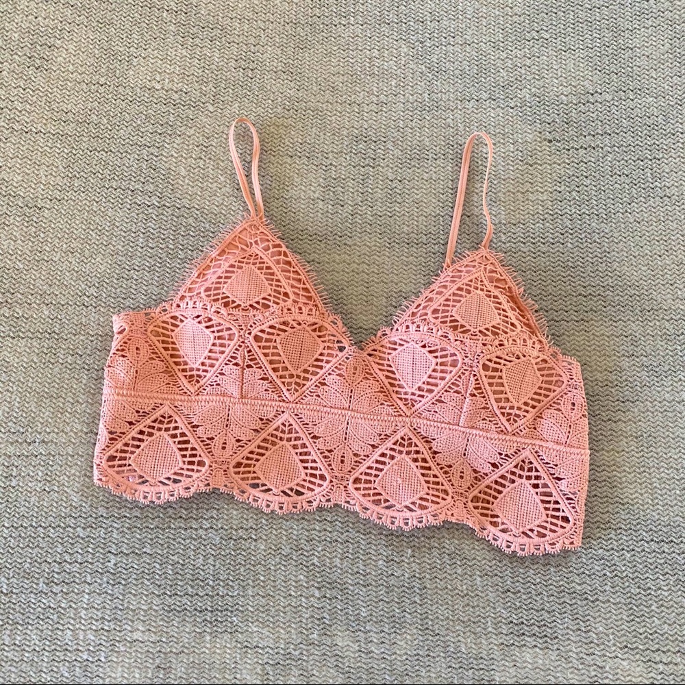 Anemone Pink Crochet lace Bralette size small